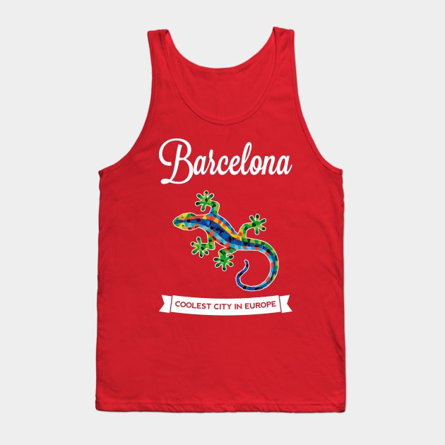 BARCELONA GAUDI LIZARD - Red Tank Top by sundressed